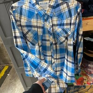 Reclaimed Vintage Blue and Yellow Plaid Shirt
